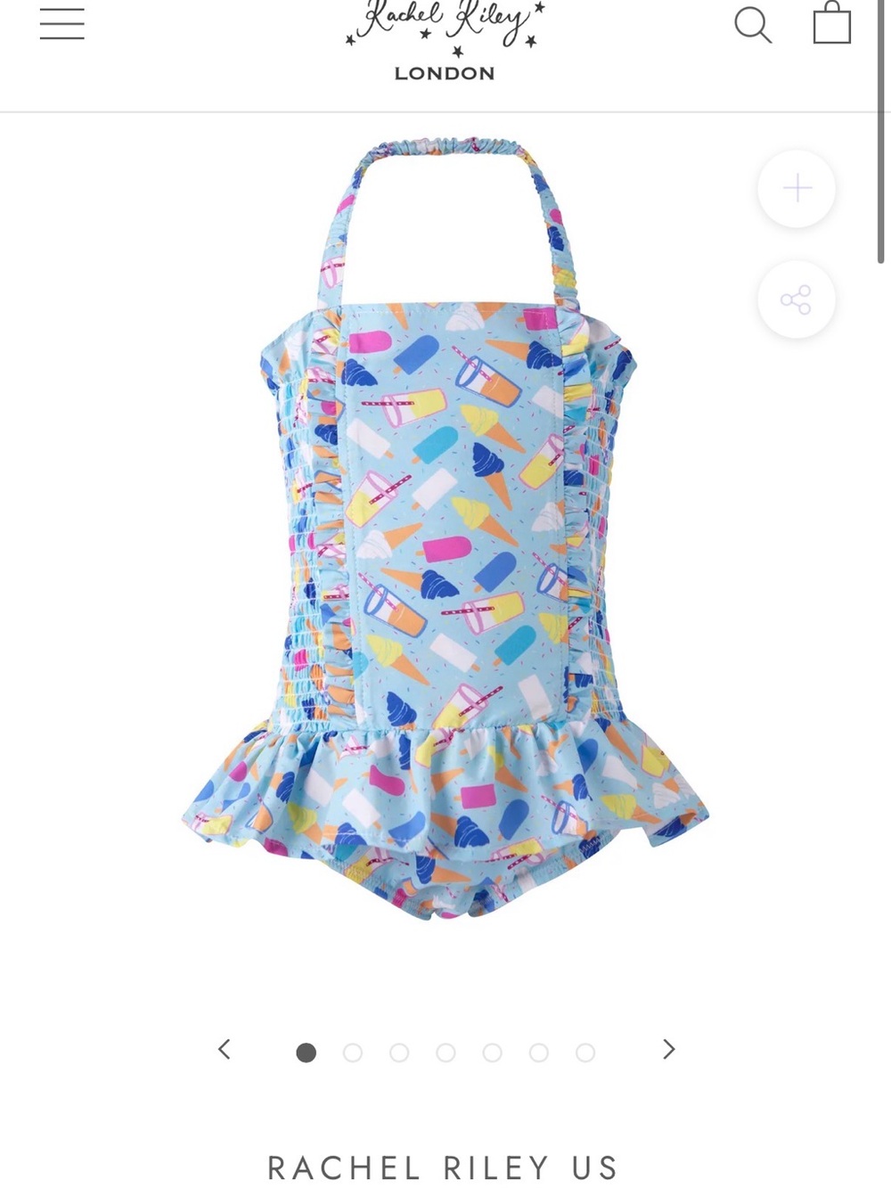 Rachel Riley Light Blue Popsicle & Ice Cream Print One-Piece Swimsuit